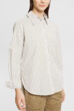 Esprit Long striped woven blouse Women White Blouses P0D0X397