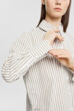Esprit Long striped woven blouse Women White Blouses P0D0X397 - Image 3