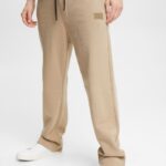 Esprit Made of recycled material: tracksuit bottoms with a wide leg Men Pale Khaki Trousers & Pants P0D0X941