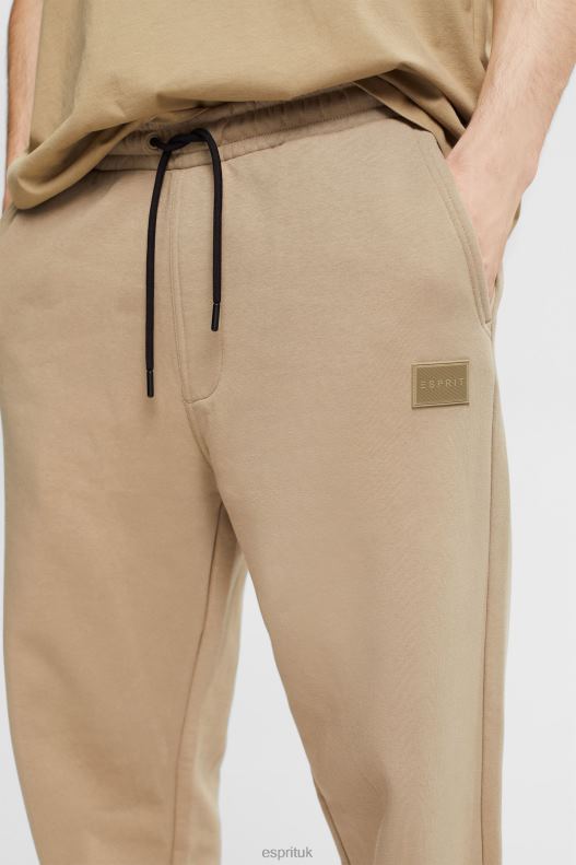 Esprit Made of recycled material: tracksuit bottoms with a wide leg Men Pale Khaki Trousers & Pants P0D0X941 - Image 3