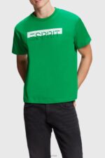 Esprit Matte shine logo applique t-shirt Men Green T-Shirts P0D0X617