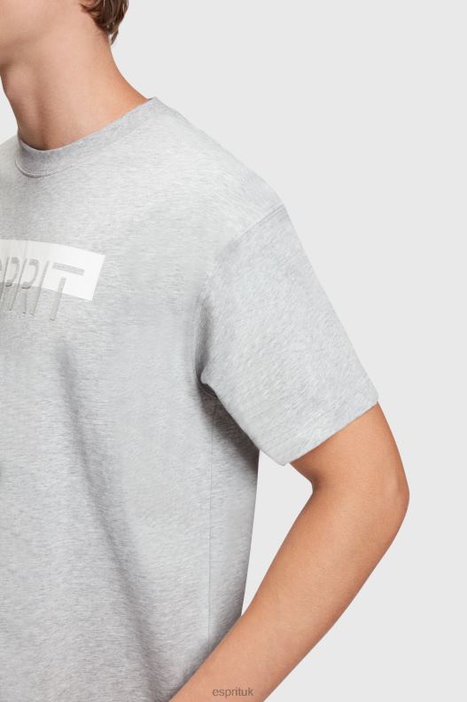 Esprit Matte shine logo applique t-shirt Men Light Grey T-Shirts P0D0X615 - Image 2