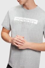 Esprit Matte shine logo applique t-shirt Men Light Grey T-Shirts P0D0X615 - Image 3