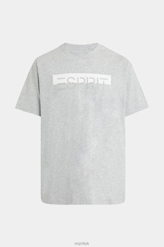 Esprit Matte shine logo applique t-shirt Men Light Grey T-Shirts P0D0X615 - Image 5