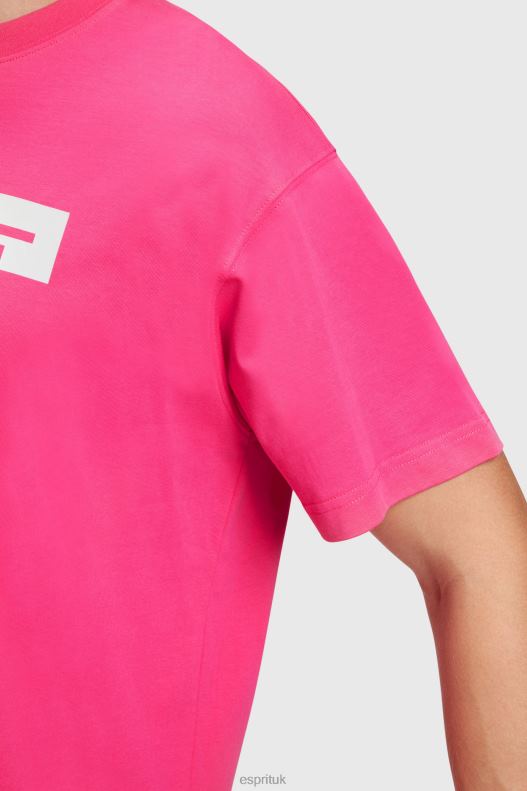 Esprit Matte shine logo applique t-shirt Men Pink Fuchsia T-Shirts P0D0X619 - Image 2