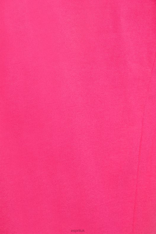 Esprit Matte shine logo applique t-shirt Men Pink Fuchsia T-Shirts P0D0X619 - Image 4