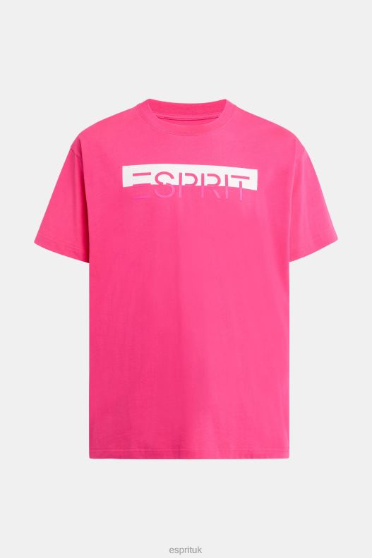 Esprit Matte shine logo applique t-shirt Men Pink Fuchsia T-Shirts P0D0X619 - Image 5
