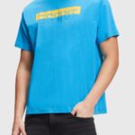Esprit Matte shine logo applique t-shirt Men Turquoise T-Shirts P0D0X618