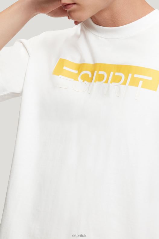 Esprit Matte shine logo applique t-shirt Men White T-Shirts P0D0X616 - Image 3