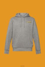 Esprit Melange hoodie with small logo print Men Medium Grey Sweatshirts & Hoodies P0D0X826 - Image 5