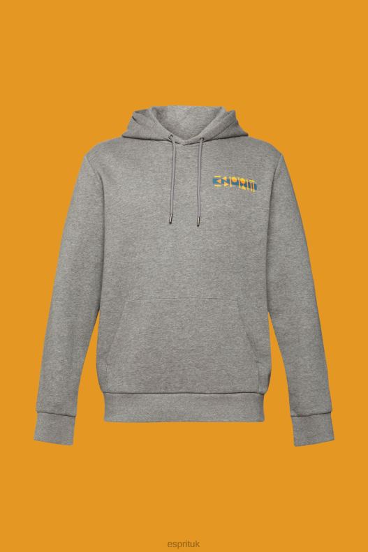 Esprit Melange hoodie with small logo print Men Medium Grey Sweatshirts & Hoodies P0D0X826 - Image 5