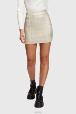 Esprit Metallic cable knit mini skirt Women Gold Skirts P0D0X360
