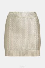 Esprit Metallic cable knit mini skirt Women Gold Skirts P0D0X360 - Image 4