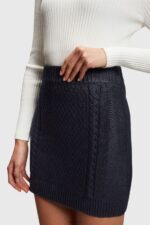 Esprit Metallic cable knit mini skirt Women Navy Skirts P0D0X359 - Image 2