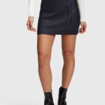 Esprit Metallic cable knit mini skirt Women Navy Skirts P0D0X359