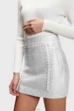 Esprit Metallic cable knit mini skirt Women White Skirts P0D0X361 - Image 3