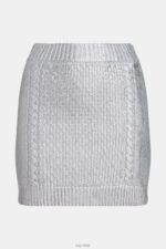 Esprit Metallic cable knit mini skirt Women White Skirts P0D0X361 - Image 4