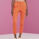 Esprit Mid-rise cargo-style trousers Women Orange Red Trousers & Pants P0D0X271