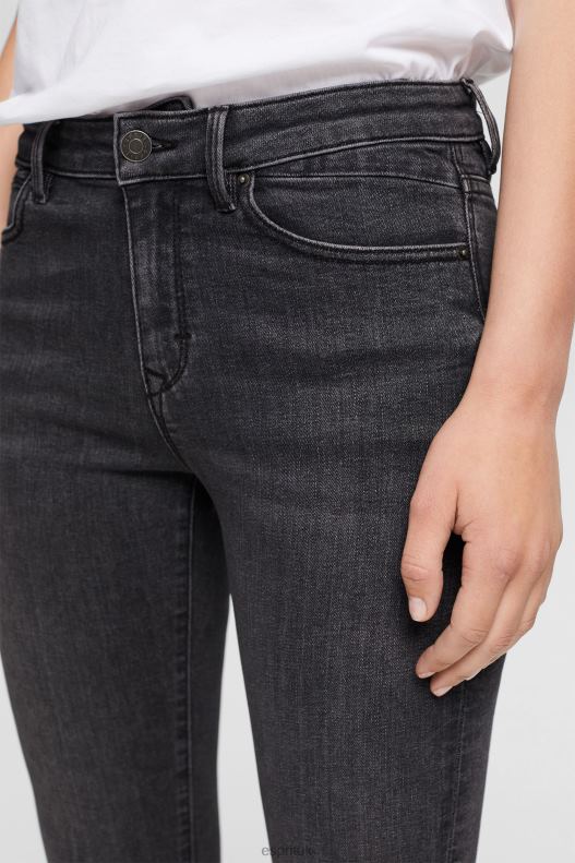 Esprit Mid-rise cashmere-touch stretch jeans Women Grey Dark Wash Denim P0D0X341 - Image 3