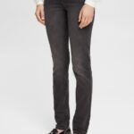 Esprit Mid-rise slim fit stretch jeans, Dual Max Women Grey Dark Wash Denim P0D0X398