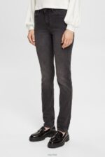 Esprit Mid-rise slim fit stretch jeans, Dual Max Women Grey Dark Wash Denim P0D0X398