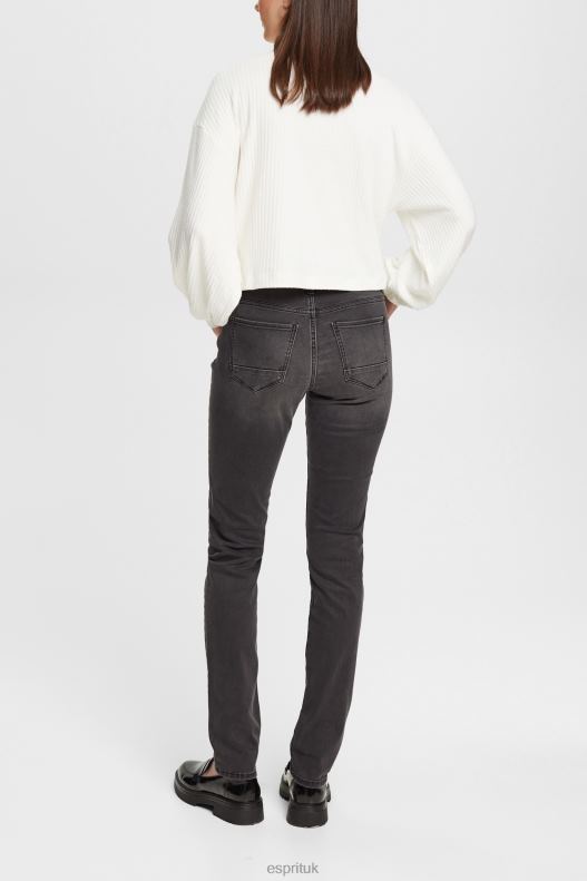 Esprit Mid-rise slim fit stretch jeans, Dual Max Women Grey Dark Wash Denim P0D0X398 - Image 3