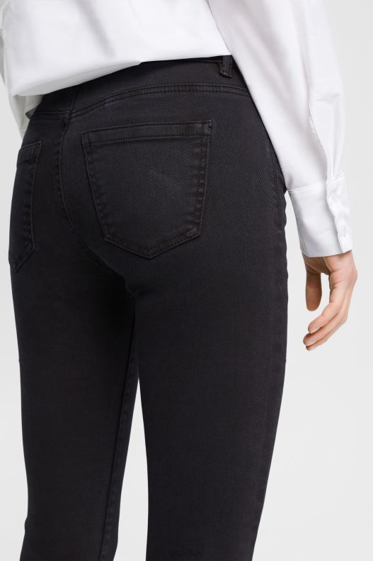 Esprit Mid-rise slim fit stretch jeans Women Black Denim P0D0X564 - Image 3