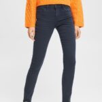 Esprit Mid-rise slim fit stretch jeans Women Petrol Blue Denim P0D0X565