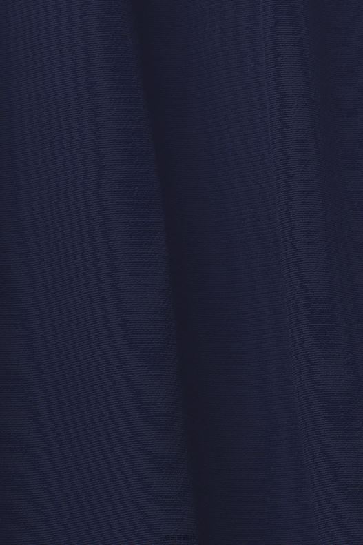 Esprit Midi dress with a fixed tie belt Women Navy Dresses P0D0X231 - Image 4