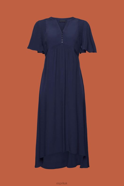 Esprit Midi dress with a fixed tie belt Women Navy Dresses P0D0X231 - Image 5