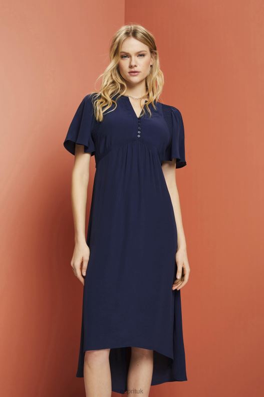 Esprit Midi dress with a fixed tie belt Women Navy Dresses P0D0X231 - Image 1