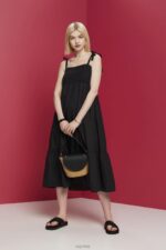 Esprit Midi dress with embroidery, LENZING ECOVERO Women Black Dresses P0D0X204 - Image 2