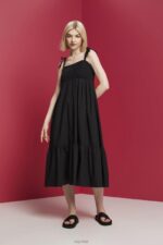 Esprit Midi dress with embroidery, LENZING ECOVERO Women Black Dresses P0D0X204