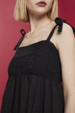Esprit Midi dress with embroidery, LENZING ECOVERO Women Black Dresses P0D0X204 - Image 3