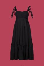 Esprit Midi dress with embroidery, LENZING ECOVERO Women Black Dresses P0D0X204 - Image 5