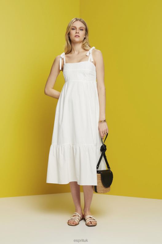 Esprit Midi dress with embroidery, LENZING ECOVERO Women White Dresses P0D0X205 - Image 2