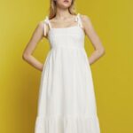 Esprit Midi dress with embroidery, LENZING ECOVERO Women White Dresses P0D0X205