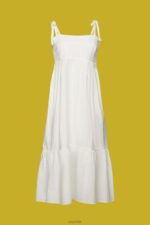 Esprit Midi dress with embroidery, LENZING ECOVERO Women White Dresses P0D0X205 - Image 5