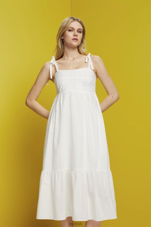 Esprit Midi dress with embroidery, LENZING ECOVERO Women White Dresses P0D0X205 - Image 1