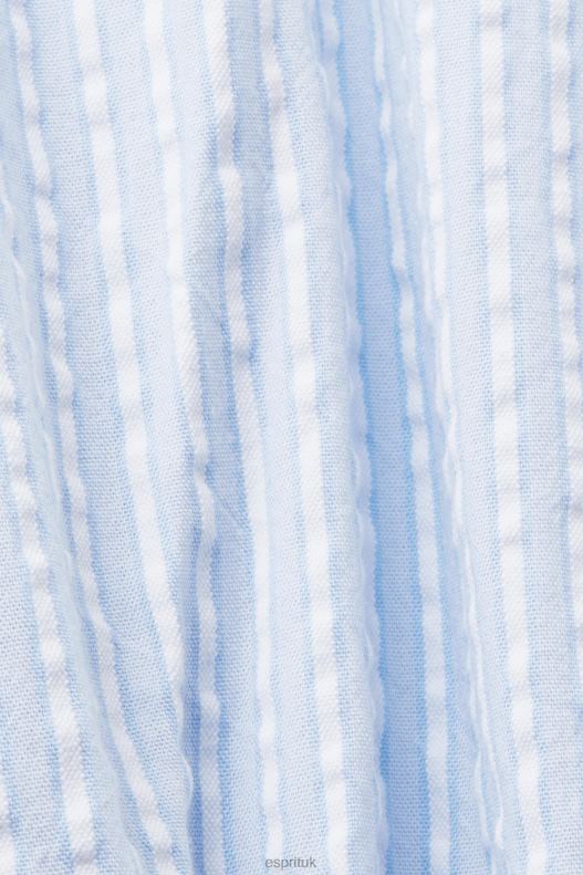 Esprit Midi shirt dress with a tie belt, cotton blend Women Light Blue Dresses P0D0X236 - Image 4