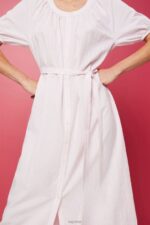 Esprit Midi shirt dress with a tie belt, cotton blend Women Light Pink Dresses P0D0X129 - Image 3