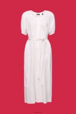Esprit Midi shirt dress with a tie belt, cotton blend Women Light Pink Dresses P0D0X129 - Image 5