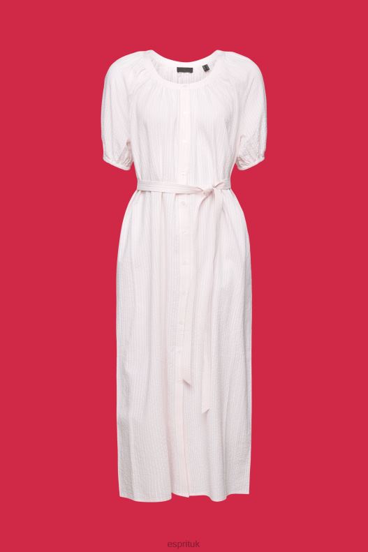 Esprit Midi shirt dress with a tie belt, cotton blend Women Light Pink Dresses P0D0X129 - Image 5
