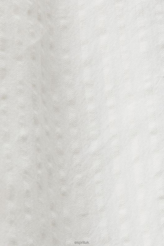 Esprit Midi shirt dress with a tie belt, cotton blend Women White Dresses P0D0X235 - Image 4