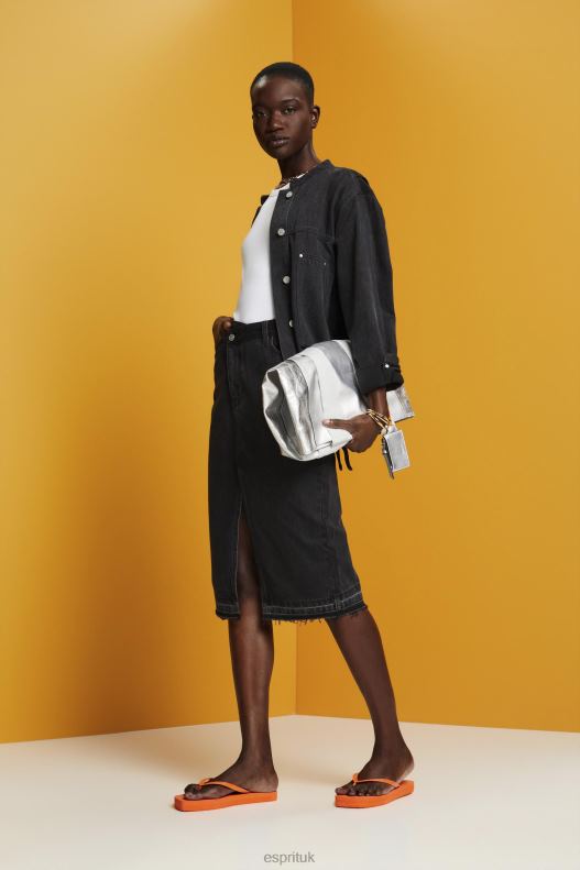 Esprit Midi skirt with an asymmetric waistband Women Black Medium Wash Skirts P0D0X208 - Image 2