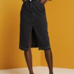 Esprit Midi skirt with an asymmetric waistband Women Black Medium Wash Skirts P0D0X208