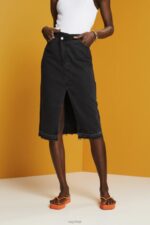 Esprit Midi skirt with an asymmetric waistband Women Black Medium Wash Skirts P0D0X208
