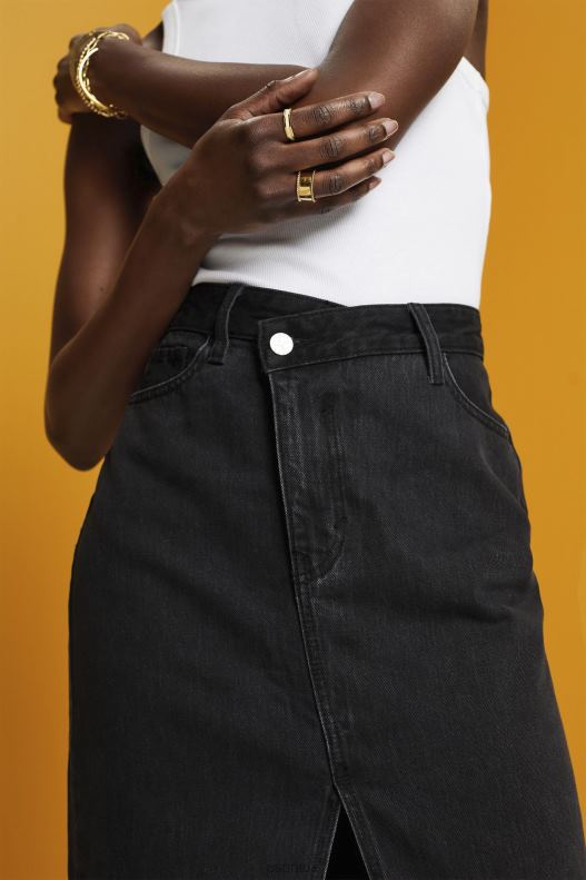 Esprit Midi skirt with an asymmetric waistband Women Black Medium Wash Skirts P0D0X208 - Image 3