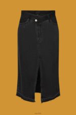Esprit Midi skirt with an asymmetric waistband Women Black Medium Wash Skirts P0D0X208 - Image 5