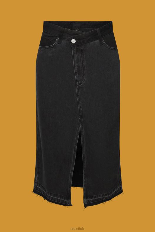 Esprit Midi skirt with an asymmetric waistband Women Black Medium Wash Skirts P0D0X208 - Image 5